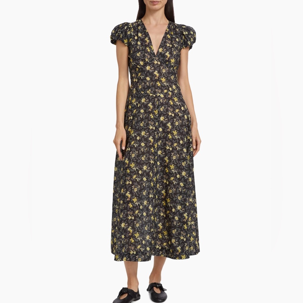 Floral Black and Yellow Women's Dress